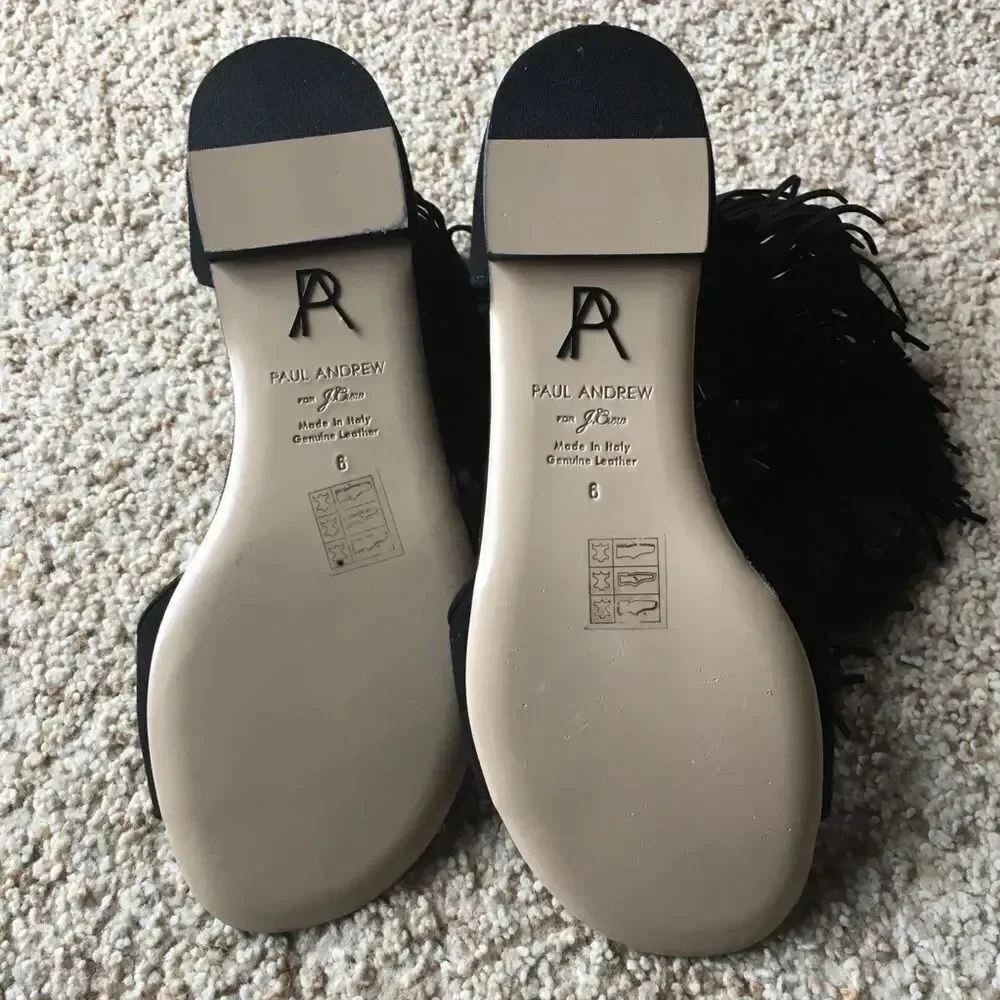 NWOB Paul Andrew x J. Crew Fringe Flat Sandals